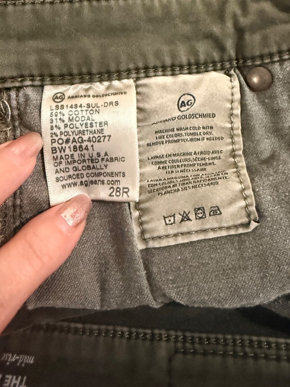 AG Adriano Goldschmied Prima Mid Rise Cigarette Jeans Olive Green Stretch 28R - Picture 6 of 6